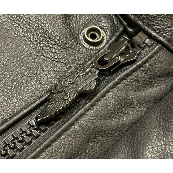 VTG Harley Davidson Motorcycle Black Leather Insulated Vented Biker Jacket XL - Picture 5 of 11